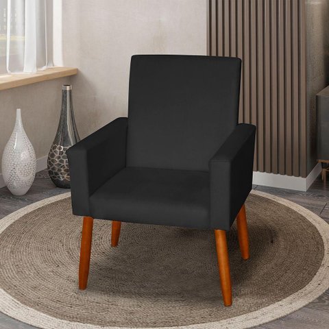 Poltrona Decorativa Mel Suede Preto Dal Poz Estofados