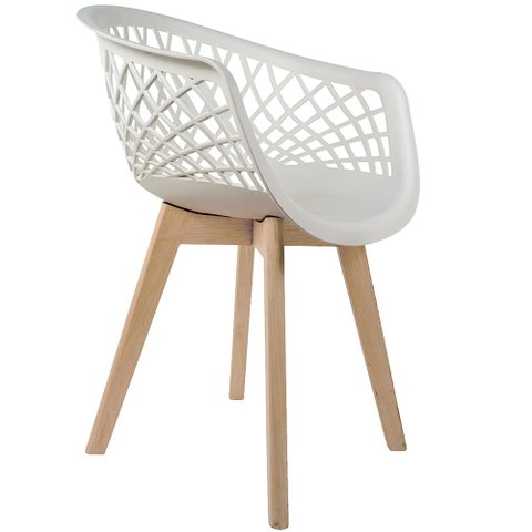 Cadeira Decorativa para Sala de Jantar Madri com Base de Madeira E01 Branco - Lyam Decor