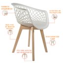 Ver imagem 3 de Cadeira Decorativa para Sala de Jantar Madri com Base de Madeira E01 Branco - Lyam Decor