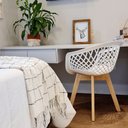 Ver imagem 2 de Cadeira Decorativa para Sala de Jantar Madri com Base de Madeira E01 Branco - Lyam Decor