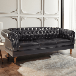 Namoradeira Chesterfield Duque Clássica 3 Lugares Via Encanto Courano Preto - 2