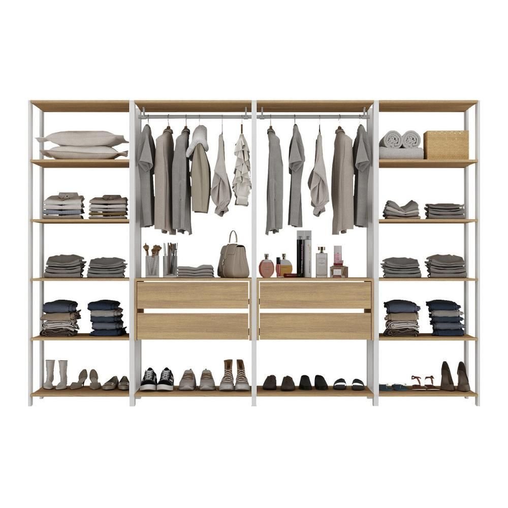 Guarda-roupas Closet Modulado 270cm 4 Peças com 4 Gavetas e