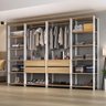 Guarda-roupas Closet Modulado 270cm 4 Peças com 4 Gavetas e Cabideiros Multimóveis Mp4321 - 1