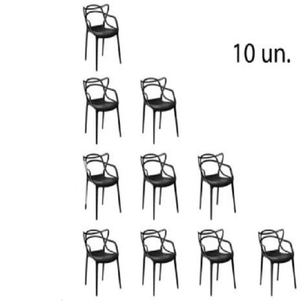 Conjunto 10 Cadeiras Allegra Preta