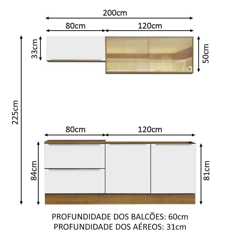 Cozinha Completa Lux Com Armário E Balcão 5 Portas 2 Gavetas ...
