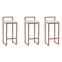 Ver imagem 1 de Kit 3 Banquetas Bistrô Alta Industriais em Aço Dori Cobre Assento Suede Branco