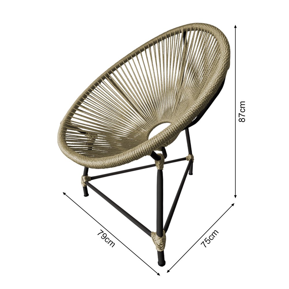 Cadeira Acapulco Alumínio Preto Corda Náutica Rami - 3