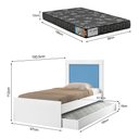 Ver imagem 4 de Bicama Luara Bibox Solteiro com Auxiliar e Colchões D23 para Quarto Juvenil - Branco/azul