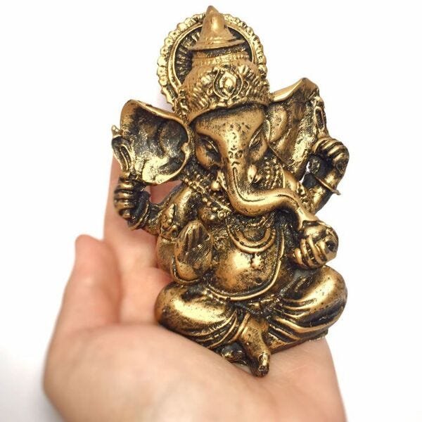 Kit Mini Estátua Ganesha + Buda Hindu + 2 Castiçais - 4
