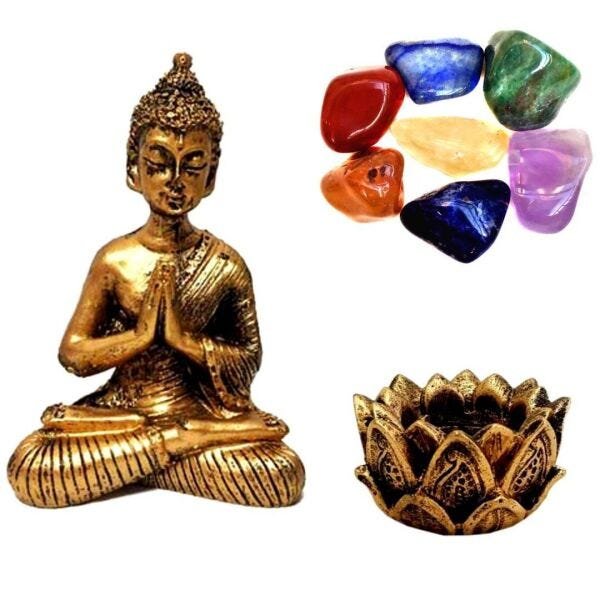 Combo Estátua de Buda + Castiçal + Pedras dos Chakras - 1