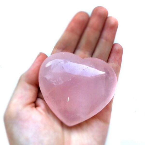 Coração de Cristal de Quartzo Rosa Natural - 2
