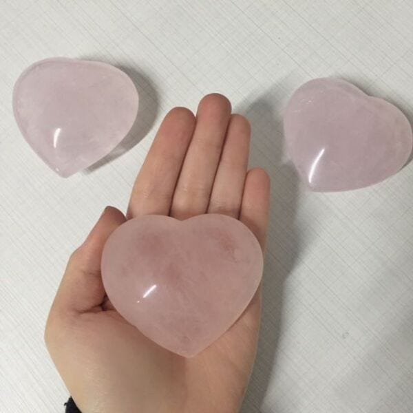Coração de Cristal de Quartzo Rosa Natural - 3