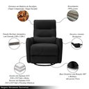 Ver imagem 3 de Poltrona do Papai Reclinável Sala de Estar Plaza Usb e Usb-c Gira Balança Couro Preto G40 - Gran Bel