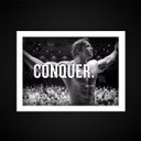 Ver imagem 1 de Quadro Arnold Schwarzenegger Conquer - Motivacional com Vidro - Branco - 30x42