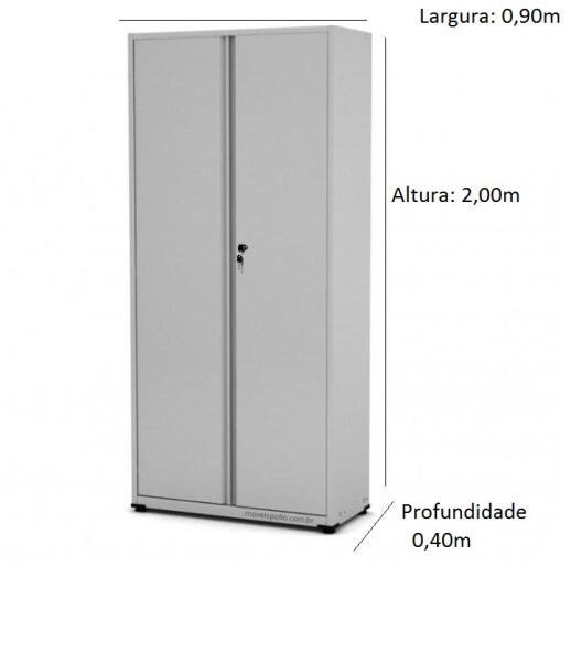 Armários Multiuso de Aço 2 Portas 4 Prateleiras Pa-90 200X090X040M Chapa # 26 Pandin Cz/Cz 12003 - 3