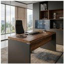 Ver imagem 3 de Mesa em L (Mesa 1,70m + Mesa Auxiliar) – s/ Gavetas – (Tampo 40mm) – Nogal Sevilha / Preto