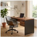 Ver imagem 5 de Mesa em L (Mesa 1,70m + Mesa Auxiliar) – s/ Gavetas – (Tampo 40mm) – Nogal Sevilha / Preto
