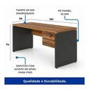 Ver imagem 2 de Mesa em L (Mesa 1,70m + Mesa Auxiliar) – s/ Gavetas – (Tampo 40mm) – Nogal Sevilha / Preto