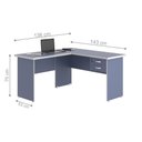 Ver imagem 2 de Mesa em L Luca com Gaveteiro Carper Moderno 2 Gavetas MDP Azul Plata Móveis