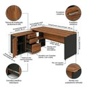 Ver imagem 7 de Mesa Diretorzinha com Aparador Pé de Madeira 1,90x1,60m Nogal Sevilha / Preto 21426