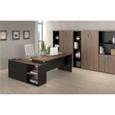 Ver imagem 4 de Mesa Diretorzinha com Aparador - Pé de Madeira - 1,90x1,60M- Webstart - Nogal Sevilha / Preto -