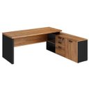 Ver imagem 3 de Mesa Diretorzinha com Aparador - Pé de Madeira - 1,90x1,60M- Webstart - Nogal Sevilha / Preto -