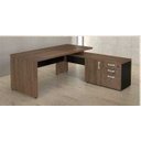 Ver imagem 2 de Mesa Diretorzinha com Aparador - Pé de Madeira - 1,90x1,60M- Webstart - Nogal Sevilha / Preto -