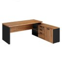 Ver imagem 1 de Mesa Diretorzinha com Aparador - Pé de Madeira - 1,90x1,60M- Webstart - Nogal Sevilha / Preto -