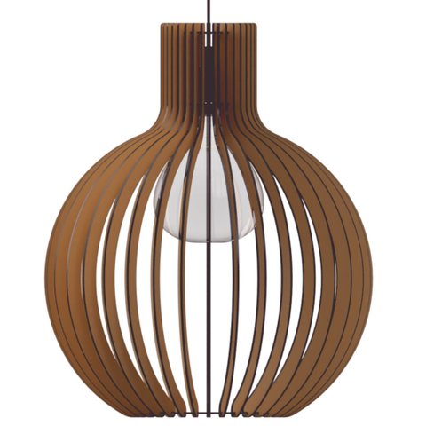 Luminária Teto tipo Pendente CÚPULA MDF - Completa - Cor: Marrom