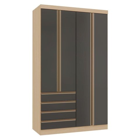 Guarda Roupa Modulado Mônaco 4 Portas de Bater 4 Gavetas MDF MDP Carvalho Graff Luciane Móveis