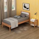Ver imagem 1 de Cama Solteiro com Cabeceira 96,7 Cm X 196 Cm para Quarto Cor:amêndoa com Branco