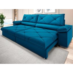 Sofá com Carregador Usb e Molas no Assento Retrátil Reclinável Nice 2,90m Velosuede - Netsofas - 1