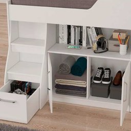 Cama Multifuncional Alta com Armário Inferior Bianca Cimol - 4