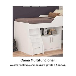 Cama Multifuncional Alta com Armário Inferior Bianca Cimol - 6