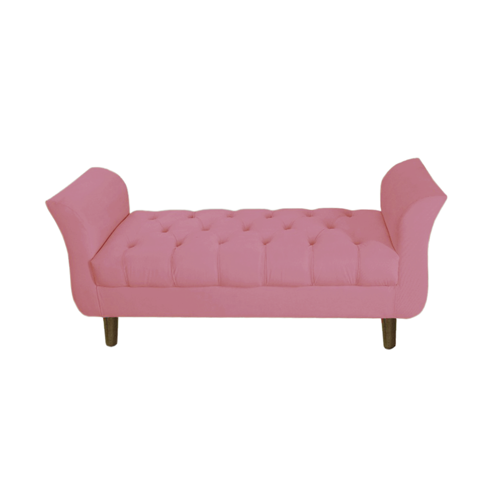 Recamier Estofado Para Hall de Entrada 100 cm Grécia Suede Rosa Barbie - DL DECOR - 1