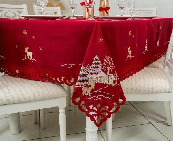 Trilho de Mesa Xadrez Vermelho Natal 160cm - Villa Pano