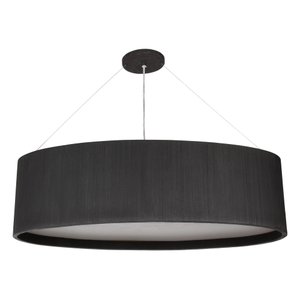 Pendente Lustre Oval Madeira Preto 75cm - Preto