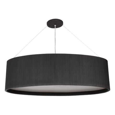 Pendente Lustre Oval Madeira Preto 75cm - Preto