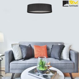 Pendente Lustre Oval Madeira Preto 75cm - Preto - 3