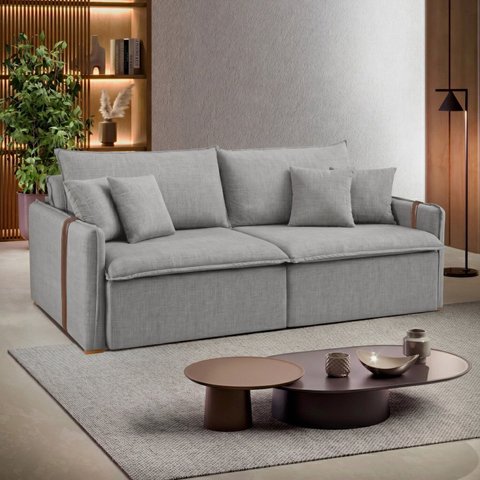 Sofá Cama Retrátil e Reclinável 2 Lugares Pés Madeira Maciça 200cm Windson Yescasa