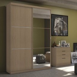 Guarda-roupa Solteiro com Espelho 2 Portas de Correr S742 Kappesberg - 1