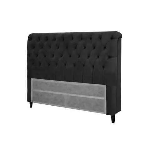 Cabeceira Queen Imperatriz 1,60m Nobuck Negro - Simbal