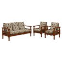 Ver imagem 1 de Sofá 3 Lugares com 2 Poltronas em Madeira Maciça Cor Imbuia Belini Floral