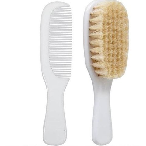 Escova E Pente Cerdas Naturais Branco Buba Baby
