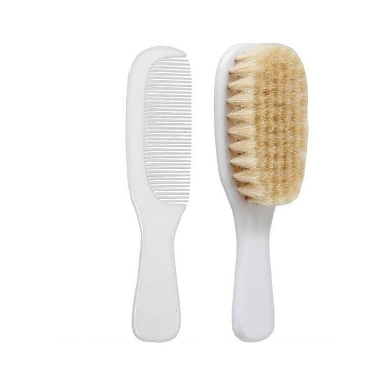 Escova E Pente Cerdas Naturais Branco Buba Baby Escova E Pente Cerdas Naturais Branco Buba Baby