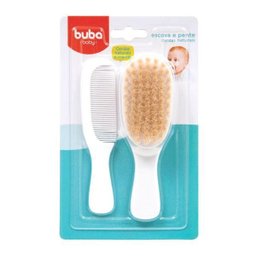 Escova E Pente Cerdas Naturais Branco Buba Baby - 2