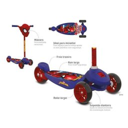 Patinete Skatenet Bandeirante Kid Homem Aranha Azul - 3