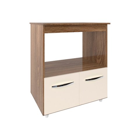 Balcão Armário Gabinete para Microondas e Forno Elétrico Cozinha Amanda Mobília Decor Savana Off Whi