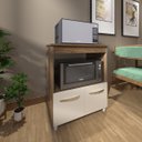 Ver imagem 3 de Balcão Armário Gabinete para Microondas e Forno Elétrico Cozinha Amanda Mobília Decor Savana Off Whi