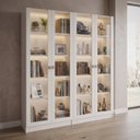 Ver imagem 1 de Kit 2 Armários para Escritório com 2 Portas de Vidro com LED 171,5x60cm ME4205 Yescasa Branco